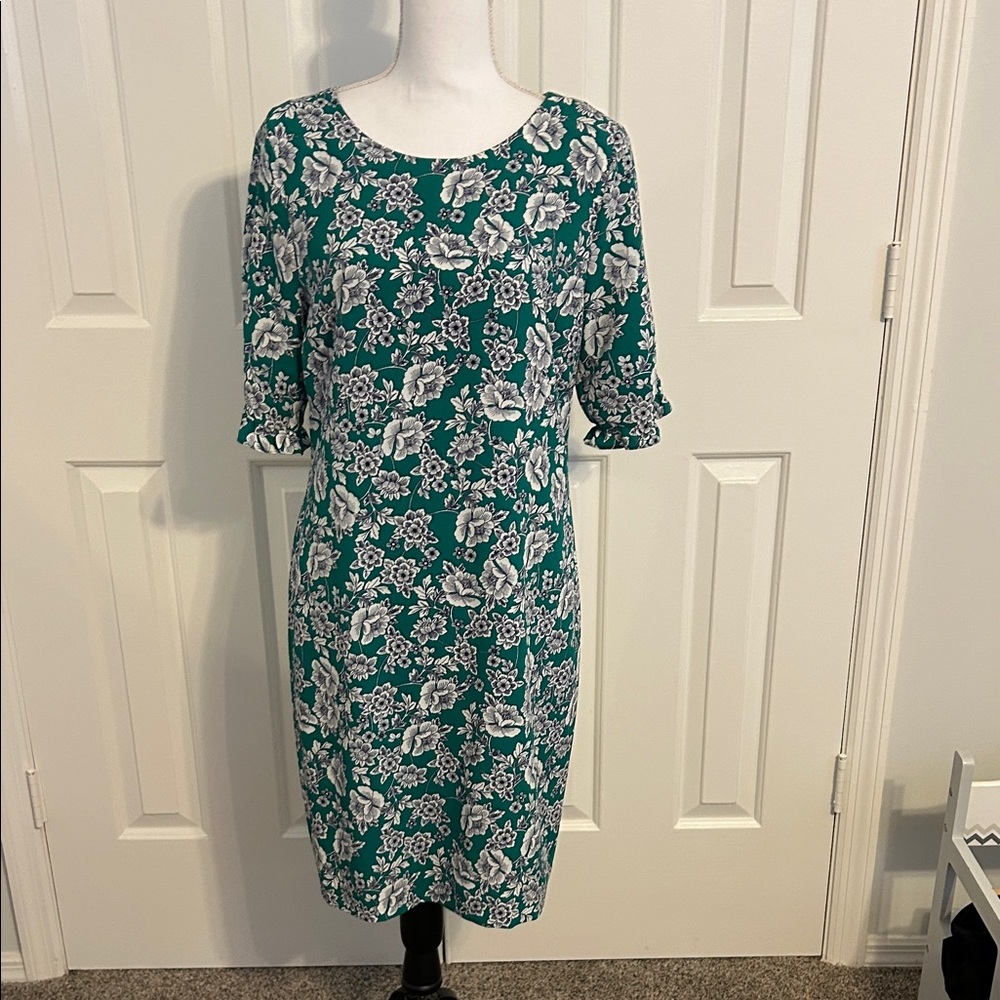 Karl Lagerfeld Teal Floral Midi Dress